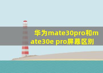 华为mate30pro和mate30e pro屏幕区别